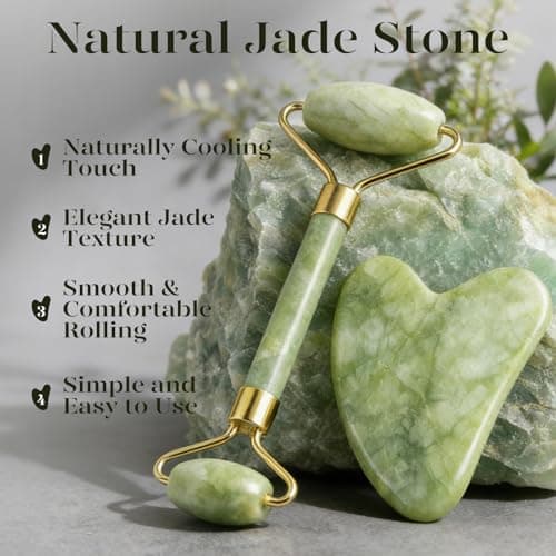 BAIMEI IcyMe Gua Sha & Jade Roller Set, Cooling Face Roller & Gua Sha Tool for Depuffing, Facial Sculpting & Jawline Definition, Smooth Rolling Skincare Tools for Women & Men – Green