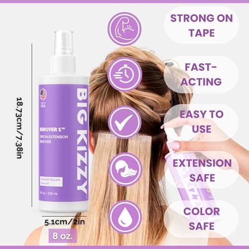 Big Kizzy Tape in Extension Remover Spray - Remover 1 (8oz) - Fastest and Easiest Tape In Remover - Compatible with all Human Hair Extension Tape