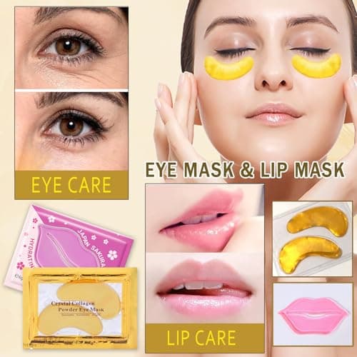 30 Pairs 24K Gold Eye Masks & Lip Masks, Under Eye Patches for Puffy Eyes, Lip Mask Skincare, Small Gifts, Mothers Day Gifts, Teacher Appreciation Gifts, Bulk Gifts, Bachelorette Party Favors