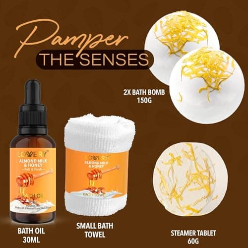 Mothers Day Gifts for Mom Women Gift Basket for Women - 10 Pc Almond Milk & Honey Beauty & Personal Care Set - Home Bath Pampering Package for Relaxing - Spa Self Care Kit - Birthday, Mom, Anniversary