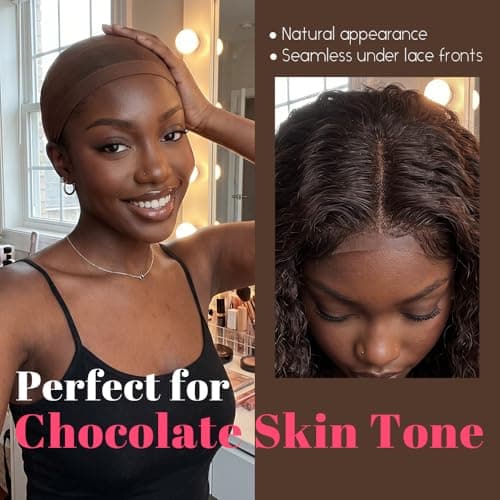 MYKURS Brown Wig Caps for Women, Stocking Cap for Lace Front Wig, Dark Brown 24 PCS