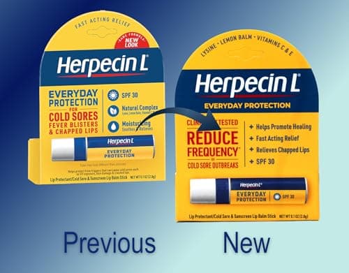 Herpecin L Lip Balm Stick; Cold Sore Sun & Fever Blisters and Chapped Lips Relief Lip Balm with SPF30, Lemon Balm, and Lysine, 0.1oz