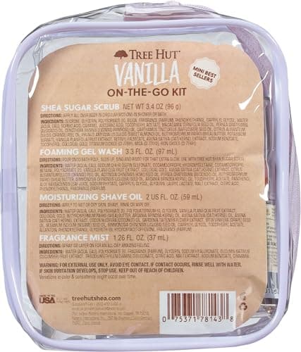 Tree Hut Mini Vanilla Everything Shower Gift Set, Mothers Day Gifts, Exfoliating Sugar Scrub, Foaming Gel Wash & Whipped Body Butter, Hydrating & Moisturizing Self-Care Gift Set for Smooth Skin