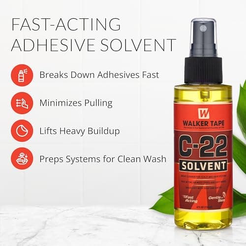 Walker Tape C-22 Solvent Spray 4 Fl Oz, Fast-Acting Adhesive Remover for Wig Tape, Lace Systems, and Tape in Hair Extensions Human Hair, Gentle Bond Release for Hairpiece & Wig Maintenance