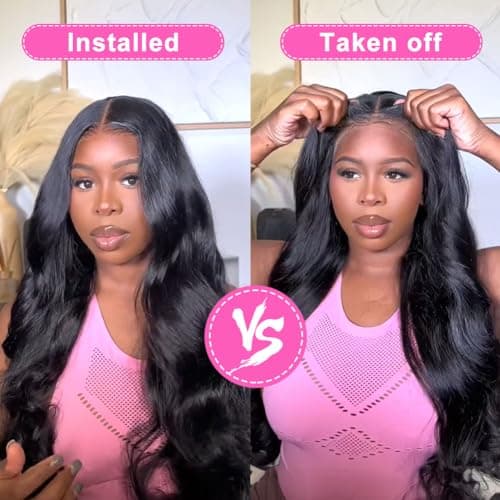 Uveous 28 Inch Wear and Go Glueless Wigs Human Hair Pre Plukced Pre Cut 5x5 Hd Lace Closure Wigs Human Hair for Women 180% Density Ready to Wear Glueless Body Wave Lace Front Wigs No Glue Wigs