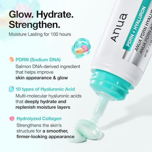 Anua PDRN Hyaluronic Acid 100 Moisturizing Cream, Lightweight, Non-Greasy Hydrating Face Moisturizer with Salmon DNA for Glass Skin, Korean Skincare (2.02 fl oz)
