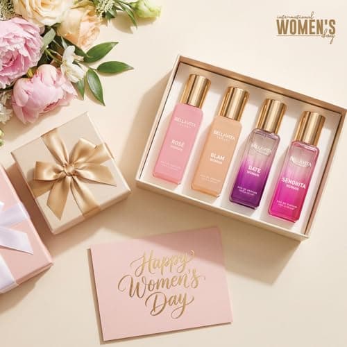 Bellavita Luxury Women's Perfume Gift Set with Rose, Senorita, Date, and Glam | 80ml | Perfume for Women | Pink Pepper, Yuzu and Floral Peach | Long Lasting Fragrance |Mother's day present