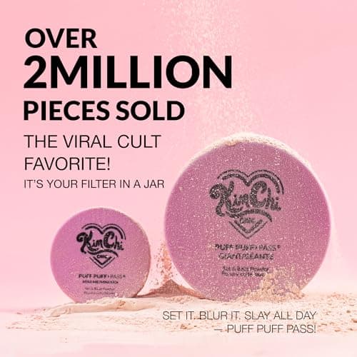 KimChiChic Beauty Puff Puff Pass Set and Bake Setting Powder for Makeup, Extra Fluffy Loose Face Powder Poof, Soft Natural Face Makeup for Uneven Skin Tone, 03 Translucent