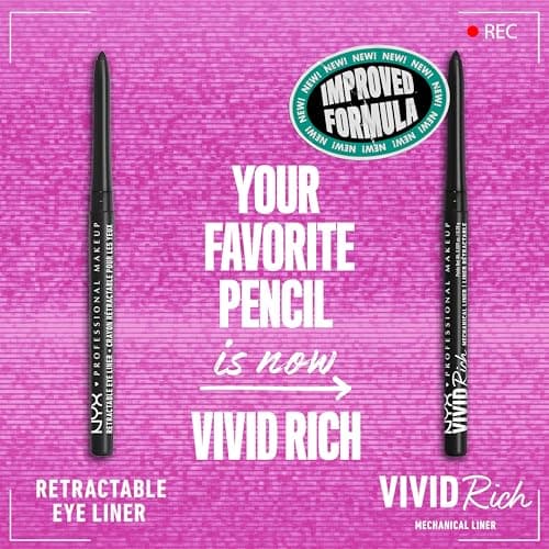 NYX PROFESSIONAL MAKEUP Mechanical Eye Pencil,Vivid Rich Mechanical, Creamy Retractable Eyeliner - Always Onyx, Black Eyeliner