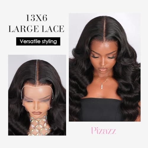 Pizazz 13x6 Body Wave Transparent Lace Front Wigs Human Hair Pre Plucked 180 Density HD Lace Frontal 9A Glueless Wigs with Baby Hair for Women 26Inch
