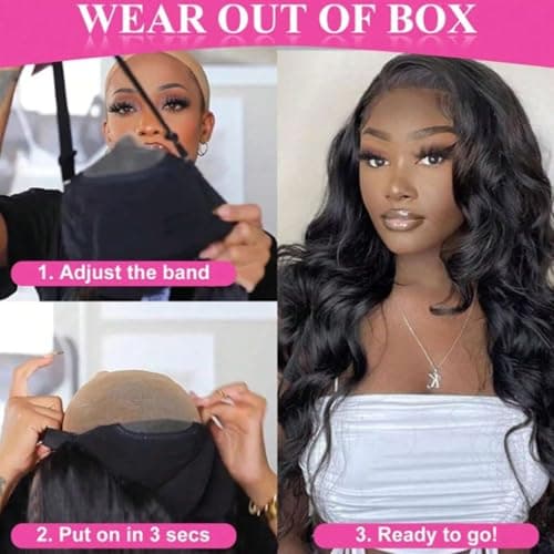 bunGiol 5x5 Glueless Wigs Human Hair Pre Plucked Pre Cut 24 Inch Body Wave Lace Front Wigs Human Hair 180% Put on And Go Glueless Wig For Black Women