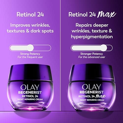 Olay Retinol Night Cream for Women, MAX, Anti-Aging Face Mousturizer, Fragrance-Free, Non Greasy - Anti-Wrinkle, Smooth Fine Lines, Hydrating Skin Care - Triple Collagen Cream, Niacinamide, 1.7oz